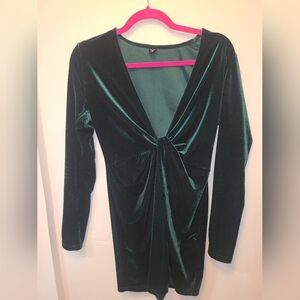 SHEIN Emerald Green Velvet Dress